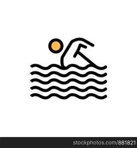 Activity, Sport, Swim, Swimming, Water Flat Color Icon. Vector icon banner Template