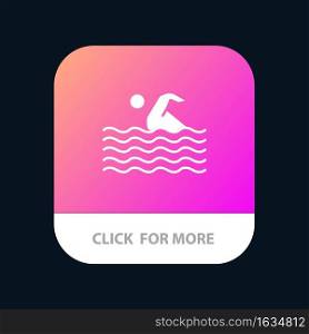 Activity, Sport, Swim, Swimming, Water Mobile App Button. Android and IOS Glyph Version