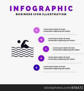 Activity, Sport, Swim, Swimming, Water Solid Icon Infographics 5 Steps Presentation Background