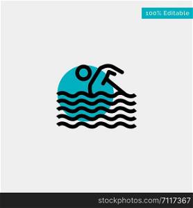 Activity, Sport, Swim, Swimming, Water turquoise highlight circle point Vector icon