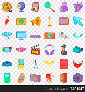 Actor icons set. Cartoon style of 36 actor vector icons for web for any design. Actor icons set, cartoon style