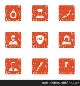 Actor icons set. Grunge set of 9 actor vector icons for web isolated on white background. Actor icons set, grunge style