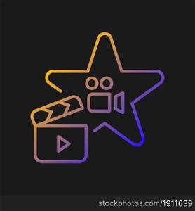 Actors talent gradient vector icon for dark theme. Gifted actress and actor. Theater rehearsal. Hobby and entertainment. Thin line color symbol. Modern style pictogram. Vector isolated outline drawing. Actors talent gradient vector icon for dark theme