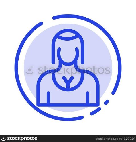 Actress, Avatar, Character, Girl, Lady Blue Dotted Line Line Icon