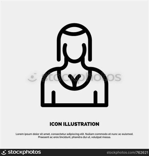 Actress, Avatar, Character, Girl, Lady Line Icon Vector