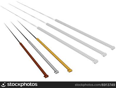 acupuncture needles set isolated on white background