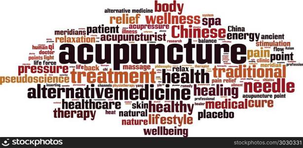 Acupuncture word cloud concept. Vector illustration