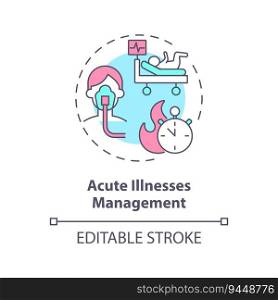 Acute illnesses management concept icon. Child injury. Operating room. Pain relief. Rapid response. Urgent care abstract idea thin line illustration. Isolated outline drawing. Editable stroke. Acute illnesses management concept icon
