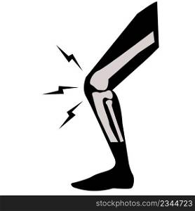 acute knee pain icon on white background. Sprain injury symbol. arthritis sign. flat style.