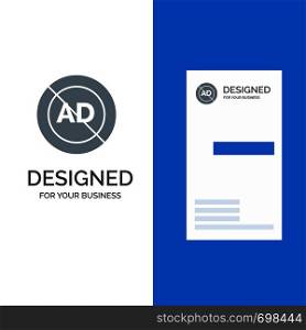 Ad, Ad block, Advertisement, Advertising, Block Grey Logo Design and Business Card Template