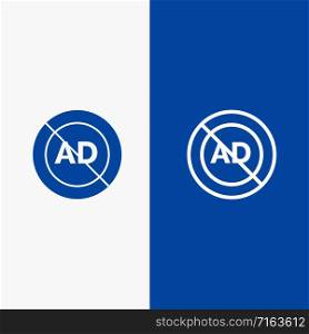 Ad, Ad block, Advertisement, Advertising, Block Line and Glyph Solid icon Blue banner Line and Glyph Solid icon Blue banner