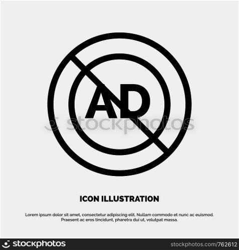 Ad, Ad block, Advertisement, Advertising, Block Line Icon Vector
