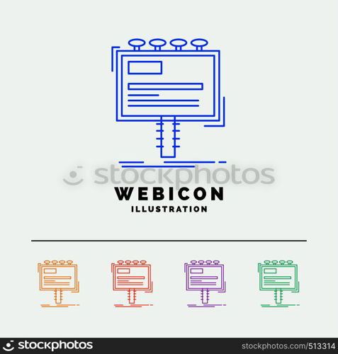 ad, advertisement, advertising, billboard, promo 5 Color Line Web Icon Template isolated on white. Vector illustration. Vector EPS10 Abstract Template background