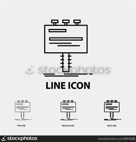 Ad, advertisement, advertising, billboard, promo Icon in Thin, Regular and Bold Line Style. Vector illustration. Vector EPS10 Abstract Template background