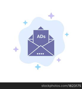 Ad, Advertising, Email, Letter, Mail Blue Icon on Abstract Cloud Background