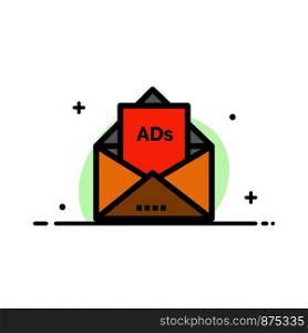 Ad, Advertising, Email, Letter, Mail Business Flat Line Filled Icon Vector Banner Template