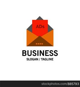 Ad, Advertising, Email, Letter, Mail Business Logo Template. Flat Color