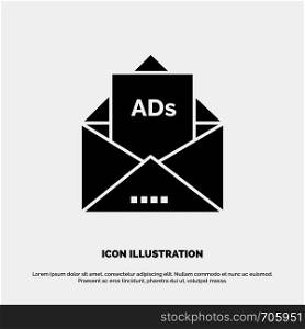 Ad, Advertising, Email, Letter, Mail solid Glyph Icon vector