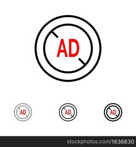 Ad, Blocker, Ad Blocker, Digital Bold and thin black line icon set