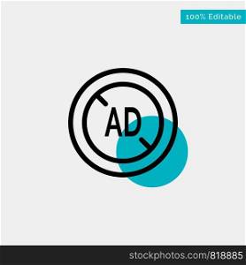 Ad, Blocker, Ad Blocker, Digital turquoise highlight circle point Vector icon