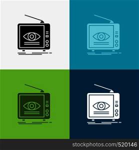 Ad, broadcast, marketing, television, tv Icon Over Various Background. glyph style design, designed for web and app. Eps 10 vector illustration. Vector EPS10 Abstract Template background