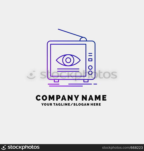 Ad, broadcast, marketing, television, tv Purple Business Logo Template. Place for Tagline. Vector EPS10 Abstract Template background