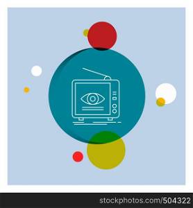 Ad, broadcast, marketing, television, tv White Line Icon colorful Circle Background. Vector EPS10 Abstract Template background