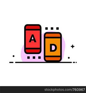 Ad, Marketing, Online, Tablet Business Flat Line Filled Icon Vector Banner Template