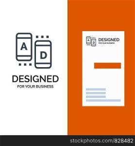 Ad, Marketing, Online, Tablet Grey Logo Design and Business Card Template