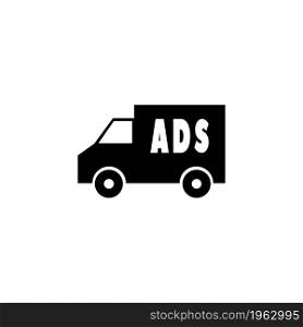 Ad Placement on Truck vector icon. Simple flat symbol on white background. Ad placement on truck. Simple vector icon
