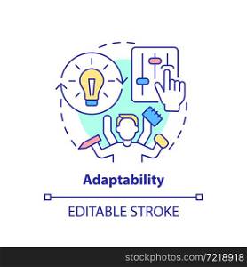 Adaptability concept icon. Social entrepreneur characteristic abstract idea thin line illustration. Flexibility and ability to transform. Vector isolated outline color drawing. Editable stroke. Adaptability concept icon