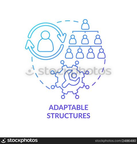 Adaptable structures blue gradient concept icon. Principle for managing innovation abstract idea thin line illustration. Adaptive model. Isolated outline drawing. Myriad Pro-Bold font used. Adaptable structures blue gradient concept icon