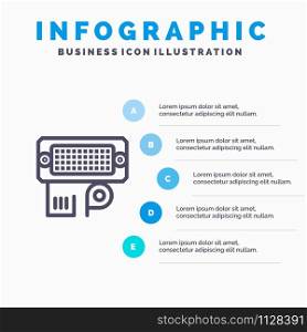 Adapter, Connection, Data, Input Line icon with 5 steps presentation infographics Background
