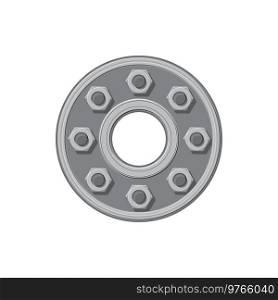 Adapter sleeve component, locating bearings with tapered bore in cylindrical seating isolated realistic icon. Vector smooth or stepped shafts, wheel nuts and round disk, car spare part vehicle detail. Vehicle bearings round adapter with wheel nuts