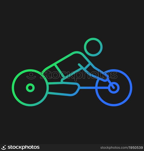 Adaptive road cycling gradient vector icon for dark theme. Professional road bike racing. Athlete with disability. Thin line color symbol. Modern style pictogram. Vector isolated outline drawing. Road cycling gradient vector icon for dark theme