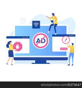Adblock illustration vector concept. Illustration for websites, landing pages, mobile applications, posters and banners
