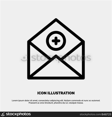 Add, Add-Mail, Communication, Email, Mail Line Icon Vector