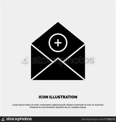 Add, Add-Mail, Communication, Email, Mail solid Glyph Icon vector