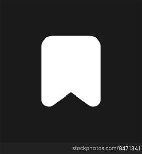 Add bookmark dark mode glyph ui icon. Saving webpage. Reading list. User interface design. White silhouette symbol on black space. Solid pictogram for web, mobile. Vector isolated illustration. Add bookmark dark mode glyph ui icon