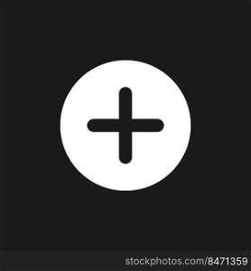 Add button dark mode glyph ui icon. Increase volume. Menu command. User interface design. White silhouette symbol on black space. Solid pictogram for web, mobile. Vector isolated illustration. Add button dark mode glyph ui icon