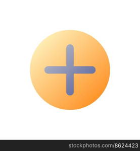 Add button pixel perfect flat gradient color ui icon. Circle with cross. Website interactive element. Simple filled pictogram. GUI, UX design for mobile application. Vector isolated RGB illustration. Add button pixel perfect flat gradient color ui icon