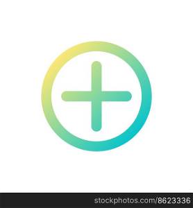 Add button pixel perfect gradient linear ui icon. Circle with cross. Website interactive element. Line color user interface symbol. Modern style pictogram. Vector isolated outline illustration. Add button pixel perfect gradient linear ui icon