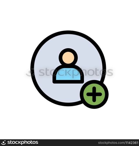 Add, Contact, Twitter Flat Color Icon. Vector icon banner Template