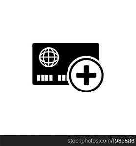 Add Credit Card. Flat Vector Icon illustration. Simple black symbol on white background. Add Credit Card sign design template for web and mobile UI element. Add Credit Card Flat Vector Icon