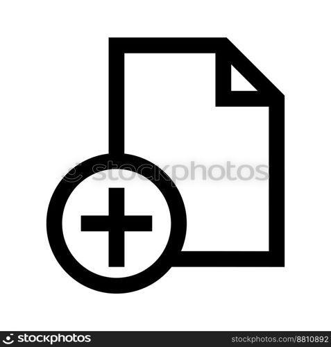 Add file icon line isolated on white background. Black flat thin icon on modern outline style. Linear symbol and editable stroke. Simple and pixel perfect stroke vector illustration.