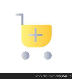 Add item to shopping cart flat gradient color ui icon. Buy products from e-store. Online marketplace. Simple filled pictogram. GUI, UX design for mobile application. Vector isolated RGB illustration. Add item to shopping cart flat gradient color ui icon