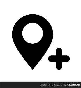 Add location, plus sign, icon on isolated background