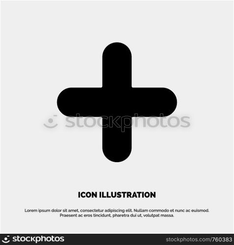 Add, New, Plus, Sign solid Glyph Icon vector