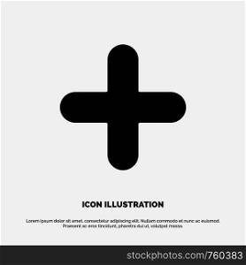 Add, New, Plus, Sign solid Glyph Icon vector