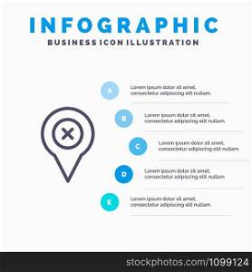 Add, Pin, Location, Map Line icon with 5 steps presentation infographics Background